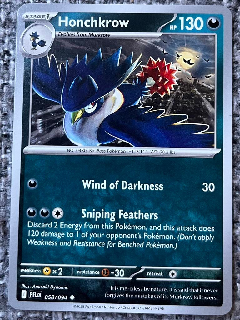 Pokémonkaart van Honchkrow • Phantasmal Flames (058/094), Verzenden, Nieuw, Losse kaart