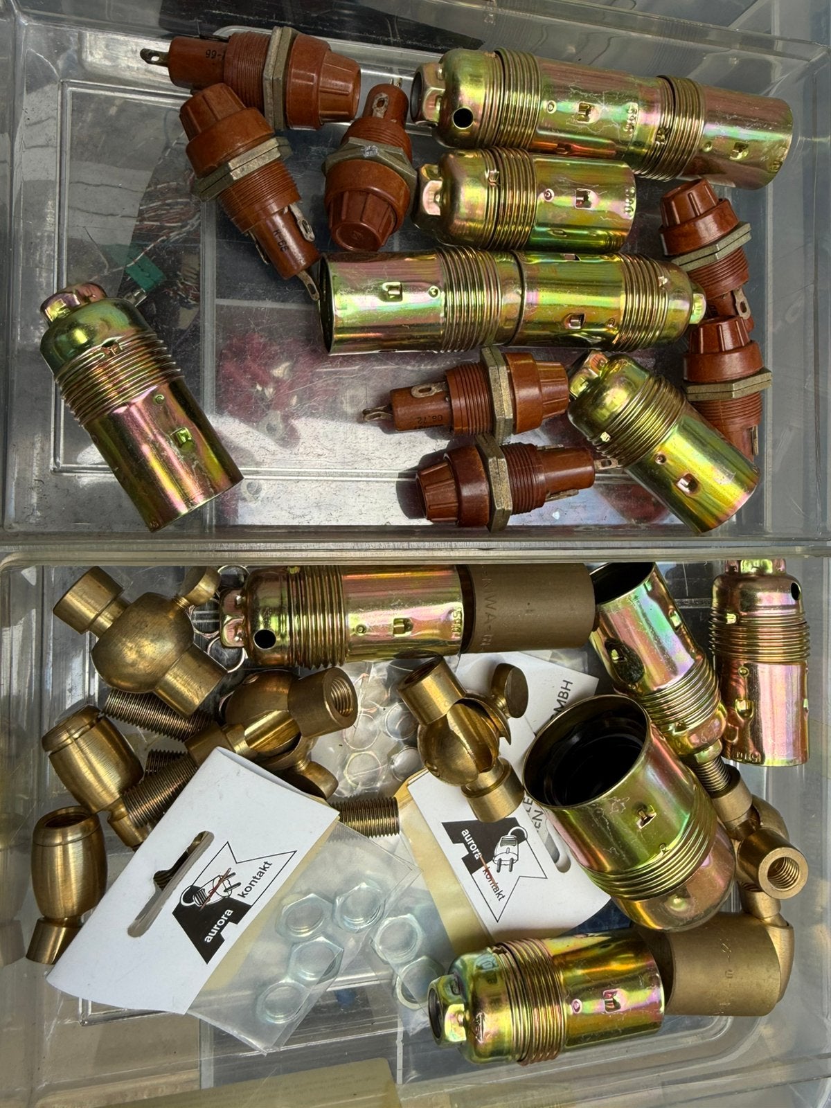 Messing vintage lampfittingen E14/E27 nieuw, Overige materialen, Nieuw, Overige fittingen, Ophalen of Verzenden