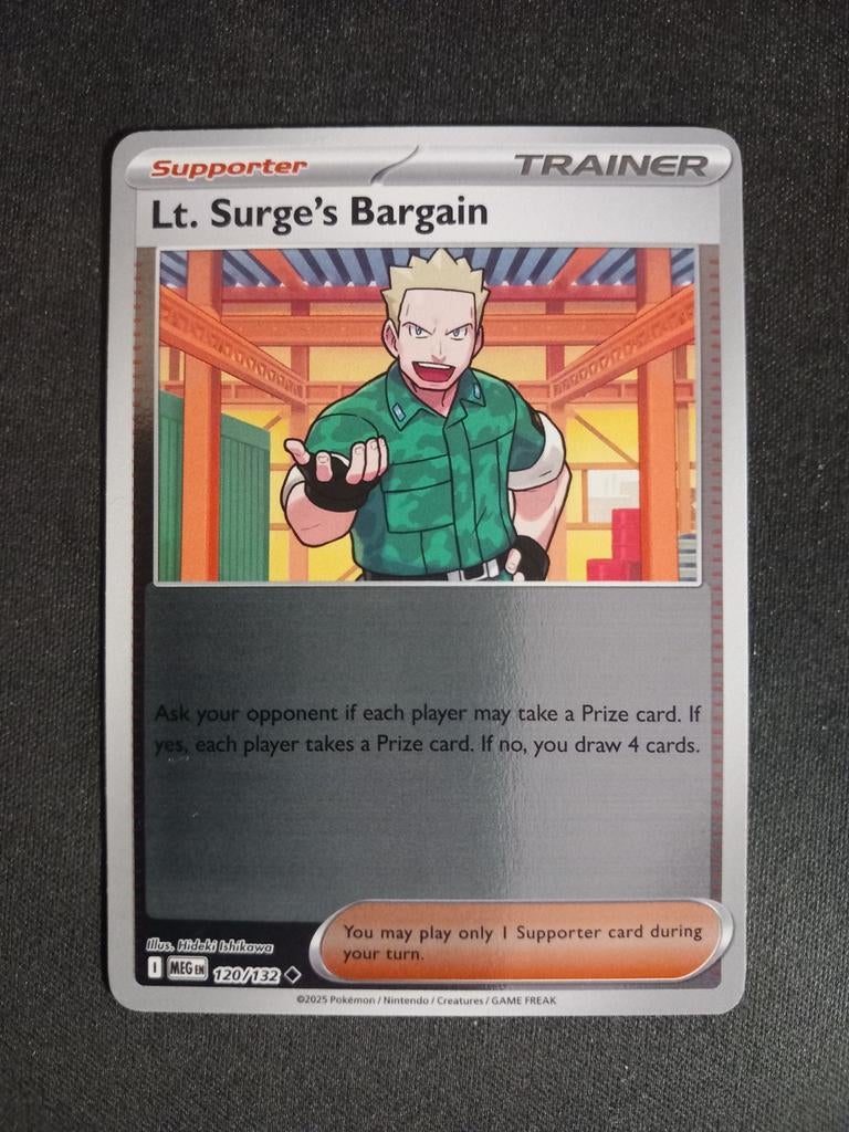 Pokemon Lt. Surge Bargain 120/132 Mega Evolution Reverse NM, Verzenden, Zo goed als nieuw, Losse kaart, Foil