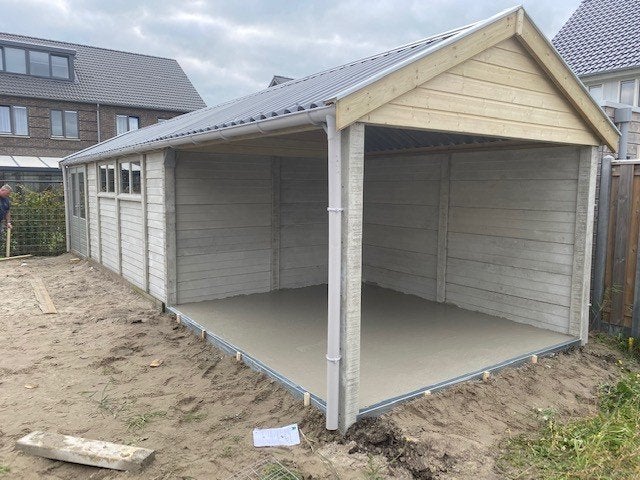 Berging tuinhuis garage in onderhouds arm beton systeembouw, Tuin en Terras, Overige materialen, 200 tot 400 cm, Tuinhuis, 250 tot 500 cm