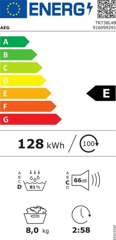 AEG warmtepompdroger TR738L4B - 7000 serie - SensiDry, Witgoed en Apparatuur, Wasdrogers, AEG, Postbus 1038 5602 BB Eindhoven