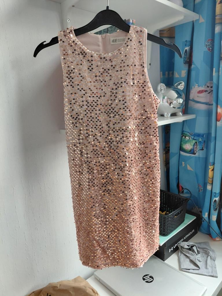 Glitter feestjurkje maat 134/140, Kinderen en Baby's, Kinderkleding | Maat 140, Ophalen of Verzenden, Meisje, Jurk of Rok