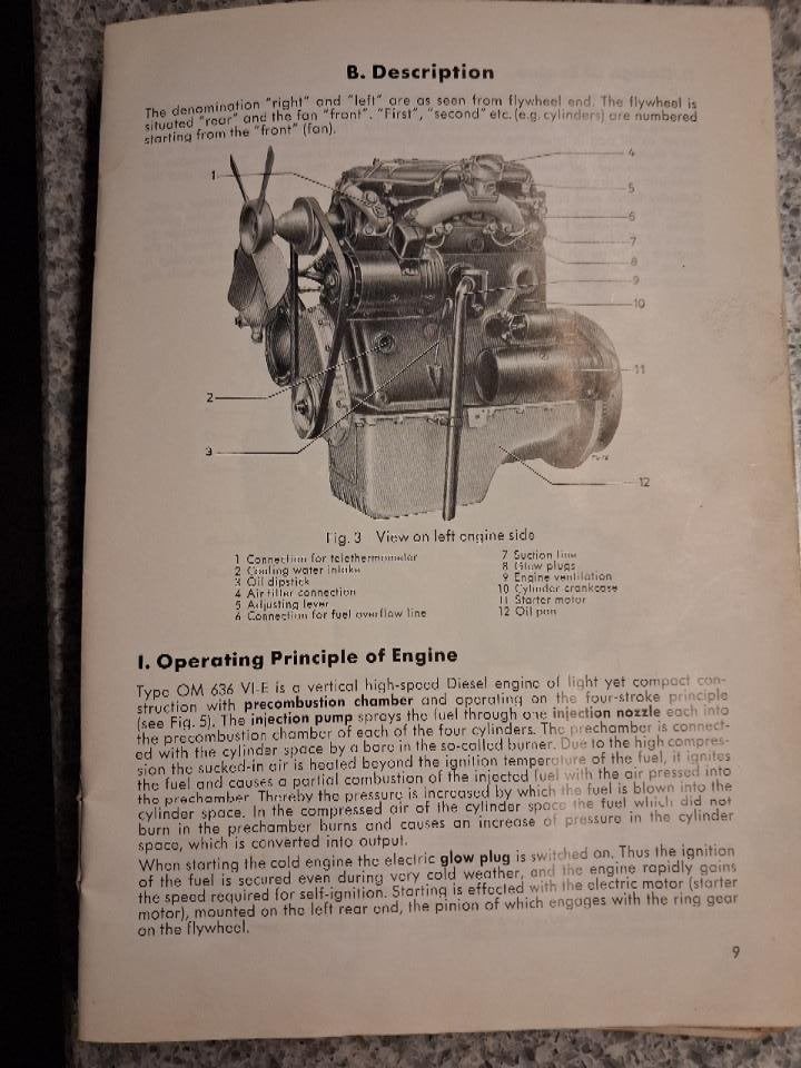 Mercedes Diesel motor Engelstalige Handleiding OM 636-VI-E, Ophalen of Verzenden, Gelezen, Onbekend, Merk of Model
