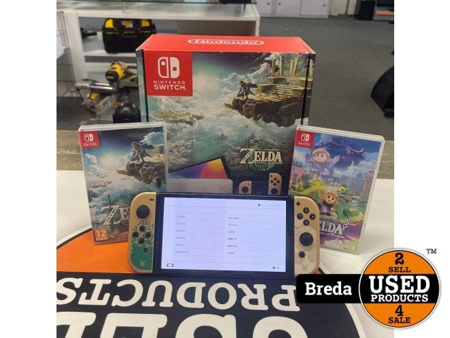 Nintendo Switch Oled Zelda Editie - Incl 2 Zelda games, Spelcomputers en Games, Nintendo, Zo goed als nieuw, Support@nintendo.com