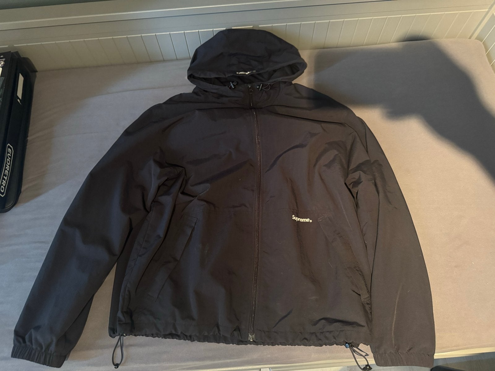 Supreme reflective zip hooded jacket Zwart, Ophalen of Verzenden, Zo goed als nieuw, Maat 52/54 (L), Zwart