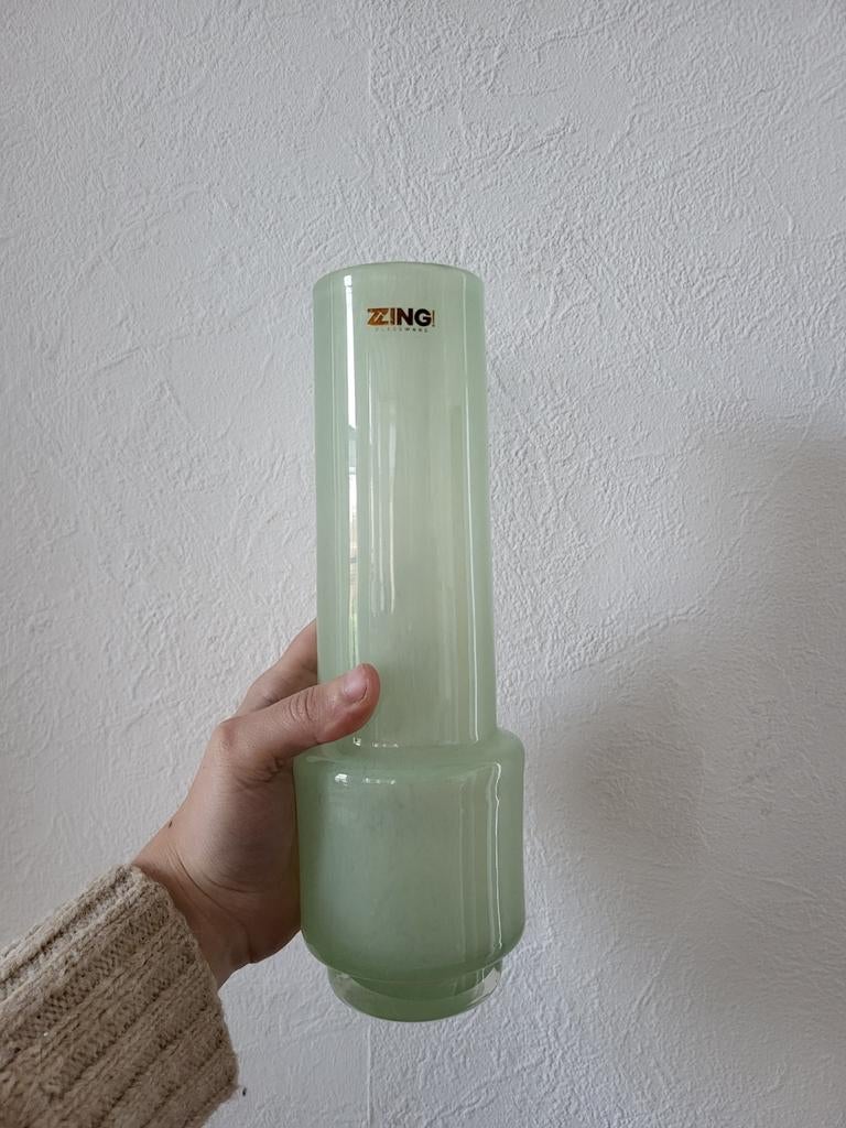 Zzing Home Decor Vaas - Lichtgroen Glas, Antiek en Kunst, Ophalen of Verzenden