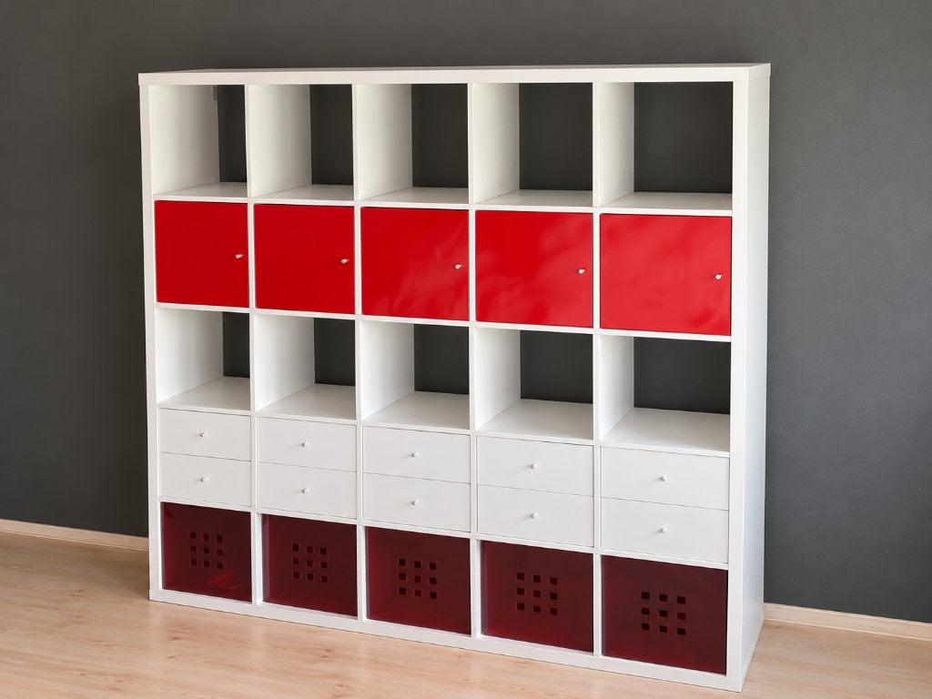 Kallax kast 182*182*40 IKEA met deurtjes, lades en bakken, Huis en Inrichting, Ophalen, Gebruikt, 150 tot 200 cm, Met lade(s)