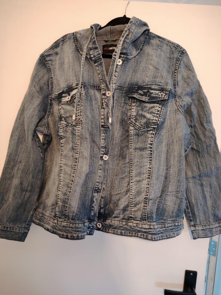 Zgan spijkerjasje met capuchon zgan mt 50, Kleding | Dames, Grote Maten, Ophalen of Verzenden, Zo goed als nieuw, Blauw, Jasje of Colbert
