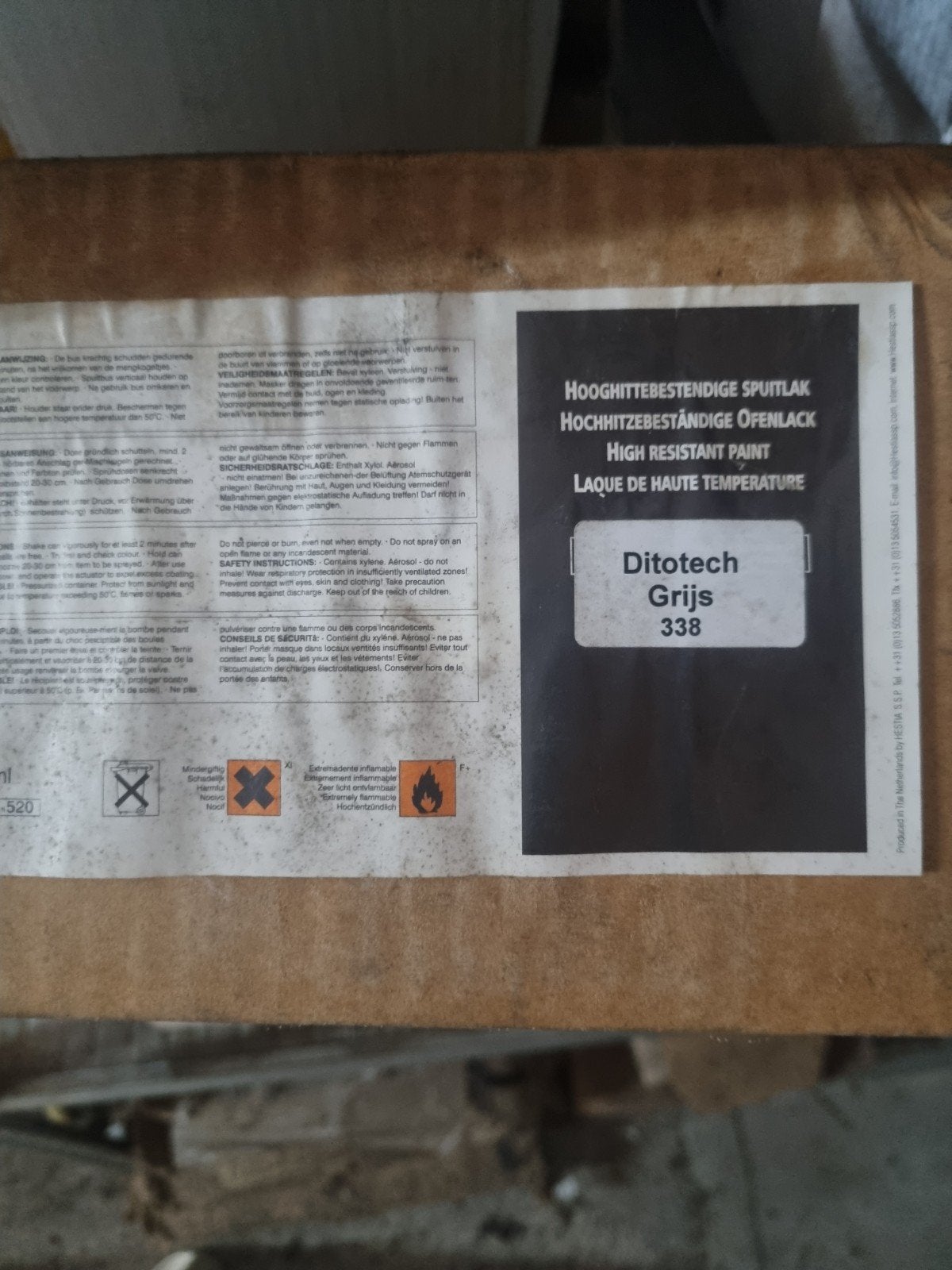 Ditotech Hittebestendige Spuitlak Grijs 338, Ophalen of Verzenden, Nieuw, Grijs, Lak