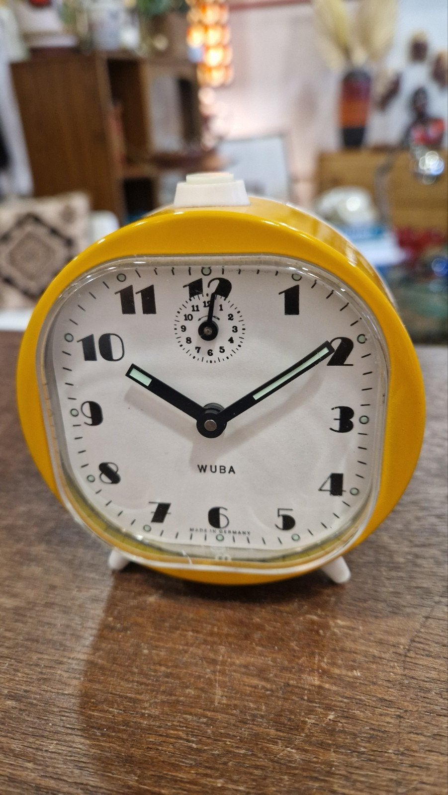 Vintage Wuba wekker - geel - Made in Germany, Gebruikt, Geel, Vintage, Analoog