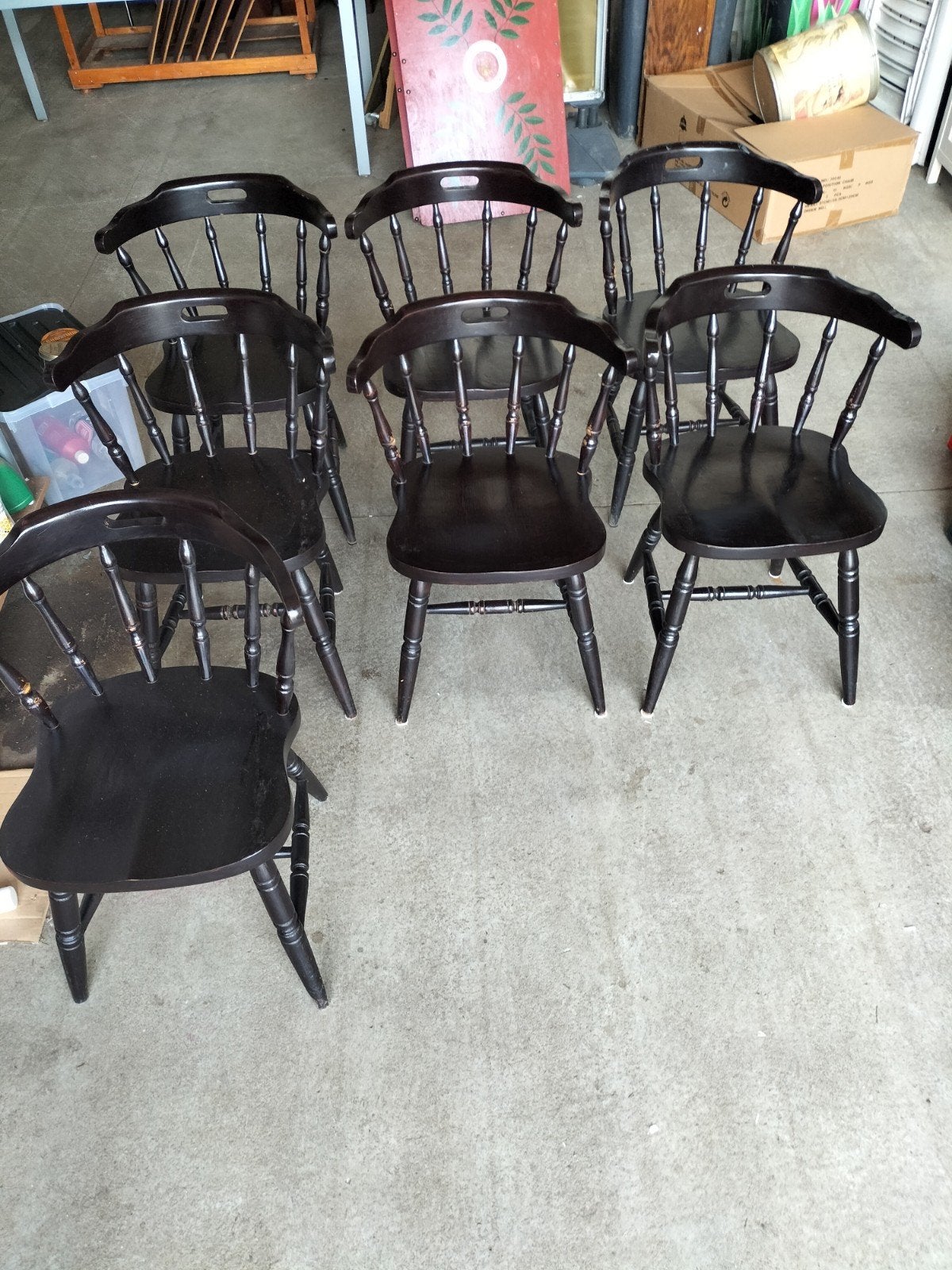 7 cafe stoelen, Ophalen, Gebruikt, Bruin