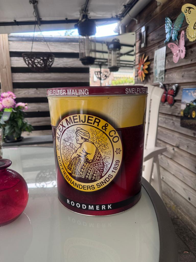 Vintage Alex Meijer & Co Koffieblik - Roodmerk, Ophalen of Verzenden, Gebruikt