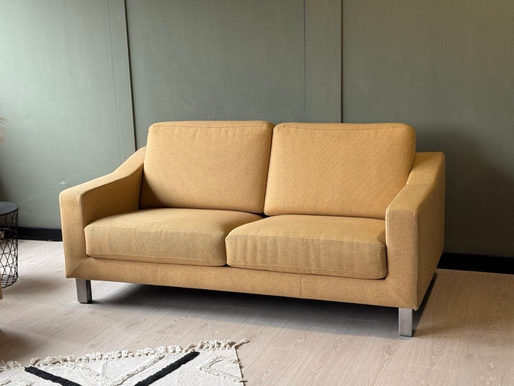 Leolux Antonia 2-zits + fauteuil | Okergeel | Zeer netjes, Huis en Inrichting, Info@leolux.nl, 150 tot 200 cm, Driepersoons, 75 tot 100 cm