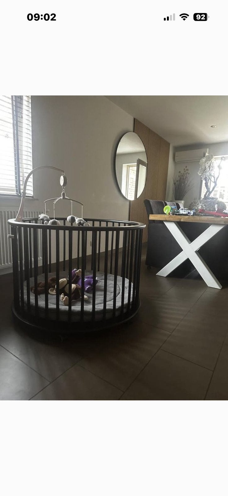 Zwarte Bopita box incl 2 matras/ dekentje/mobiel, Ophalen of Verzenden, Zo goed als nieuw, Rond
