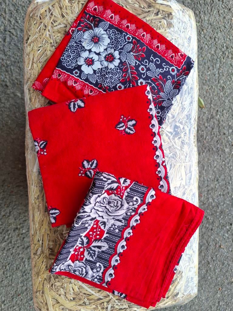 3 boerenzakdoeken rood, katoen, boeren zakdoek, Ophalen of Verzenden