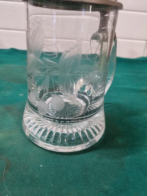 bierpul glas en tinnen deksel gelsepen bramen, Verzamelen, Ophalen of Verzenden, 'T Olde Gre-j, Info@toldegrej.nl, Endepoelstraat 20f Didam