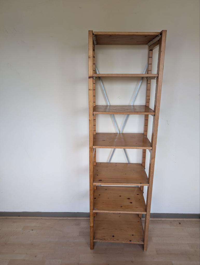 Lundia kast - grenenhout met 6 planken, Huis en Inrichting, Ophalen, Met plank(en), Gebruikt, 200 cm of meer