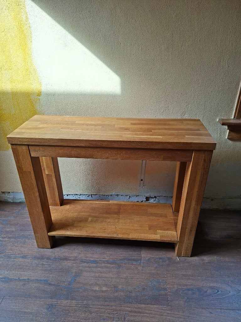 Massief eikenhouten sidetable / bijzettafel, Ophalen, Strak Deens design, 100 tot 150 cm, Eikenhout