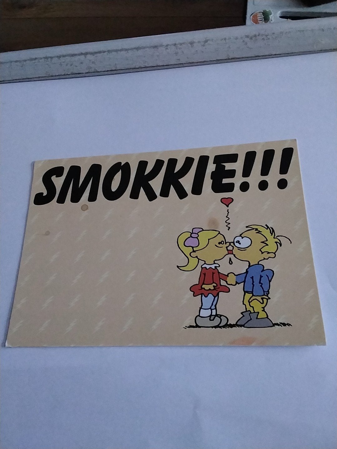 Vintage kaart 'Smokkie!!!' met stripfiguren DANNY VALK, Ophalen of Verzenden, 1980 tot heden, Gelopen
