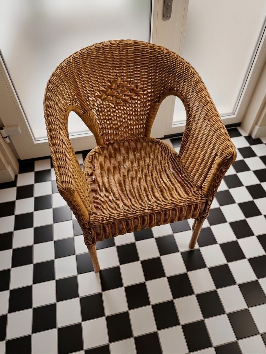 IKEA Agen - Rotan stoel - 59x60x79 cm, Ophalen, Gebruikt, Bruin, Riet of Rotan