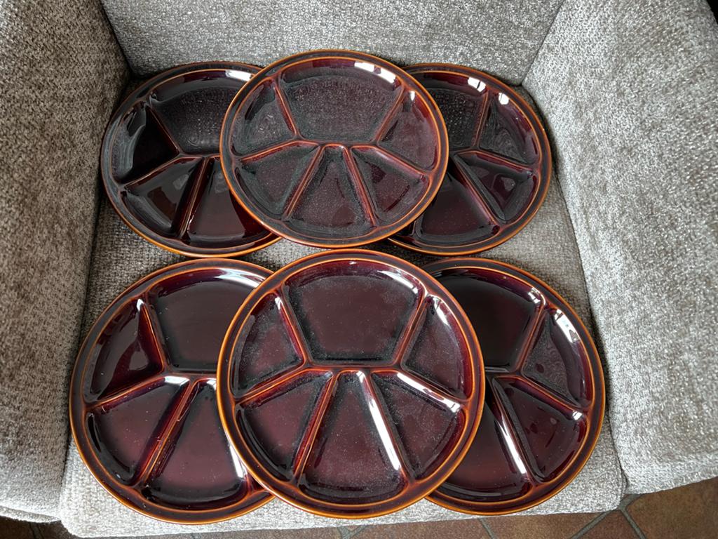 Gien fondue borden/ 6 stuks/ retro-vintage, Antiek en Kunst, Ophalen of Verzenden