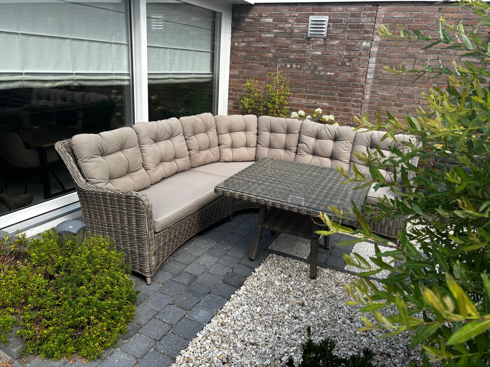 Prachtige Le Sud Wicker Loungeset - Beige, Uitwasbaar, Tuin en Terras, Tuinsets en Loungesets, Gebruikt, Meer dan 8 zitplaatsen