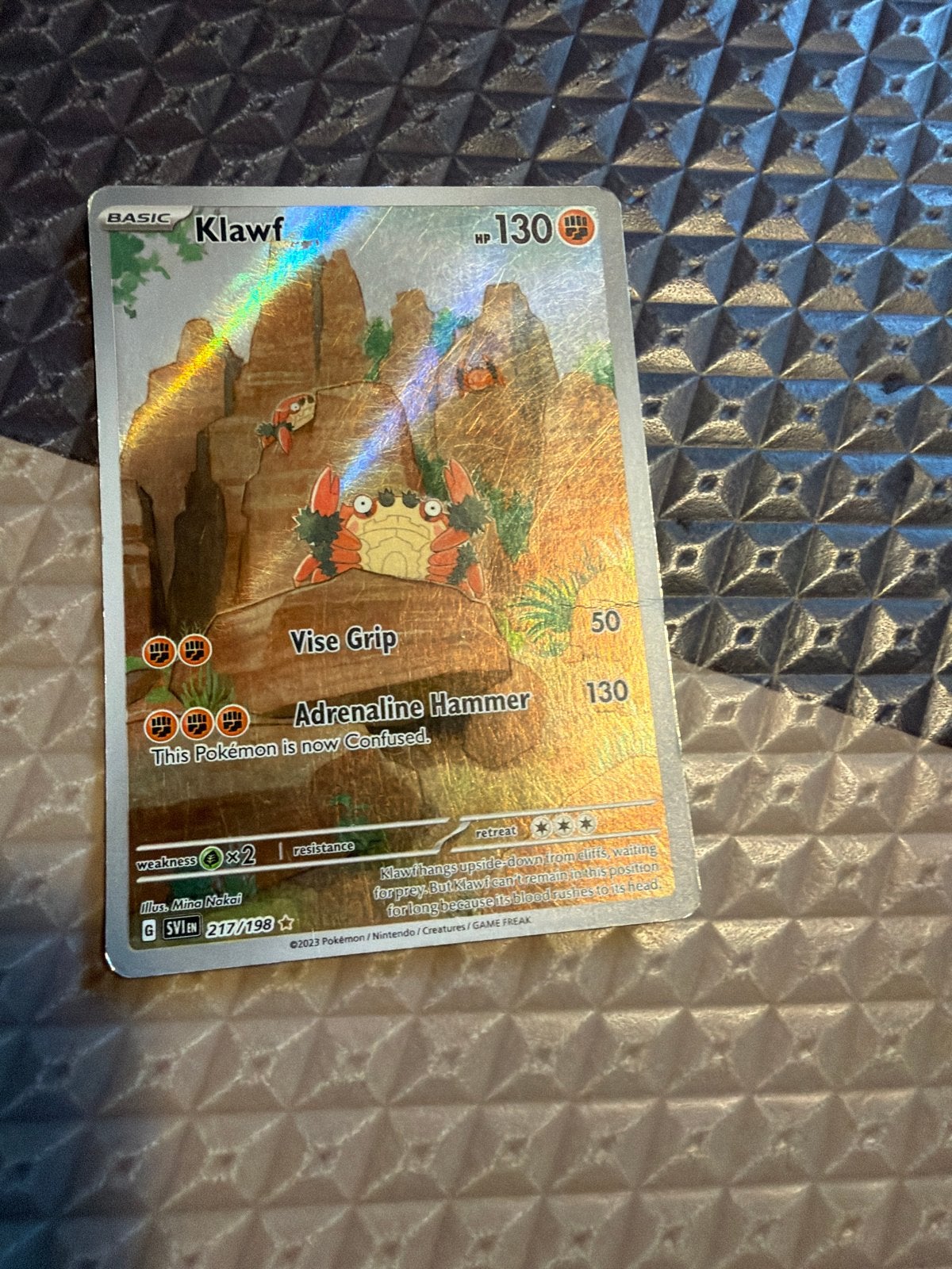 Klawf Pokémon kaart iklustration card, Ophalen of Verzenden, Zo goed als nieuw, Losse kaart, Foil