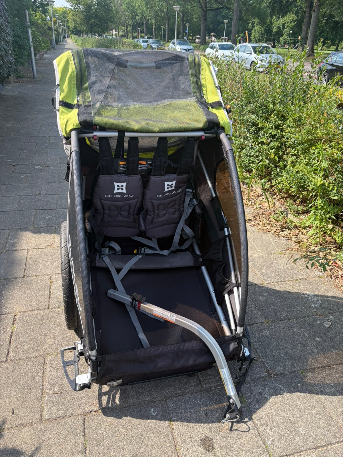 Burley d’lite double fietskar, Fietsen en Brommers, Ophalen, Zo goed als nieuw, Kinderkar, Opvouwbaar