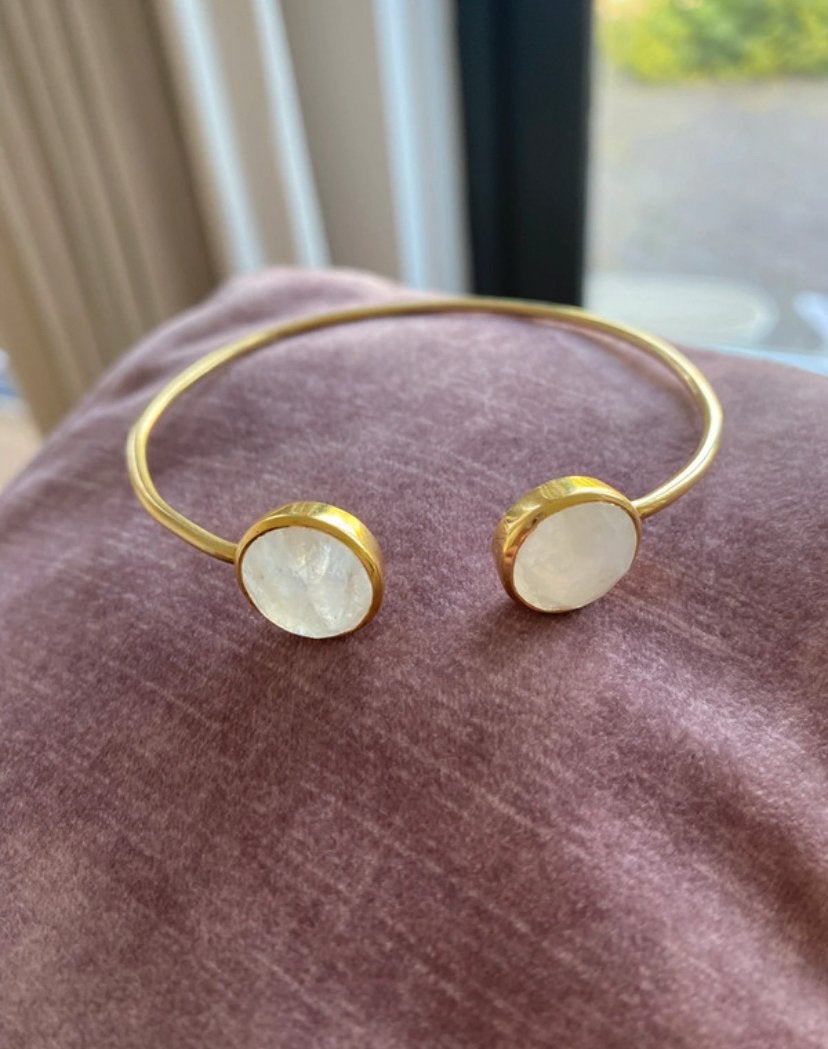 Maanstaan armband gold plated 925 zilver, Nieuw, Ophalen of Verzenden, Met edelsteen, Goud