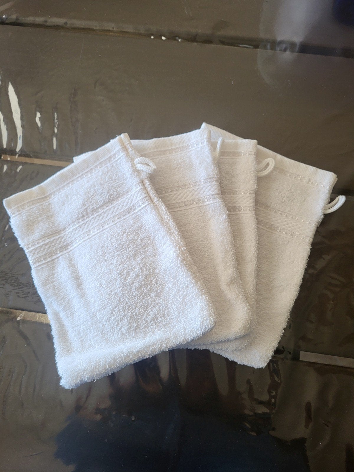 4x Witte Washandjes, Ophalen of Verzenden, Nieuw, Wit