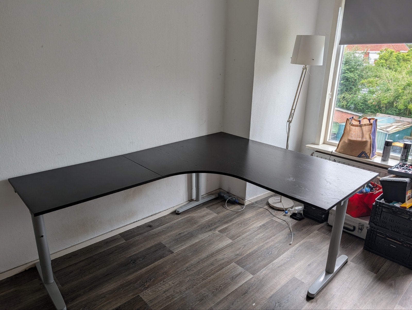 Zwart hoek bureau, Ophalen, Zwart, Gebruikt, 180 cm