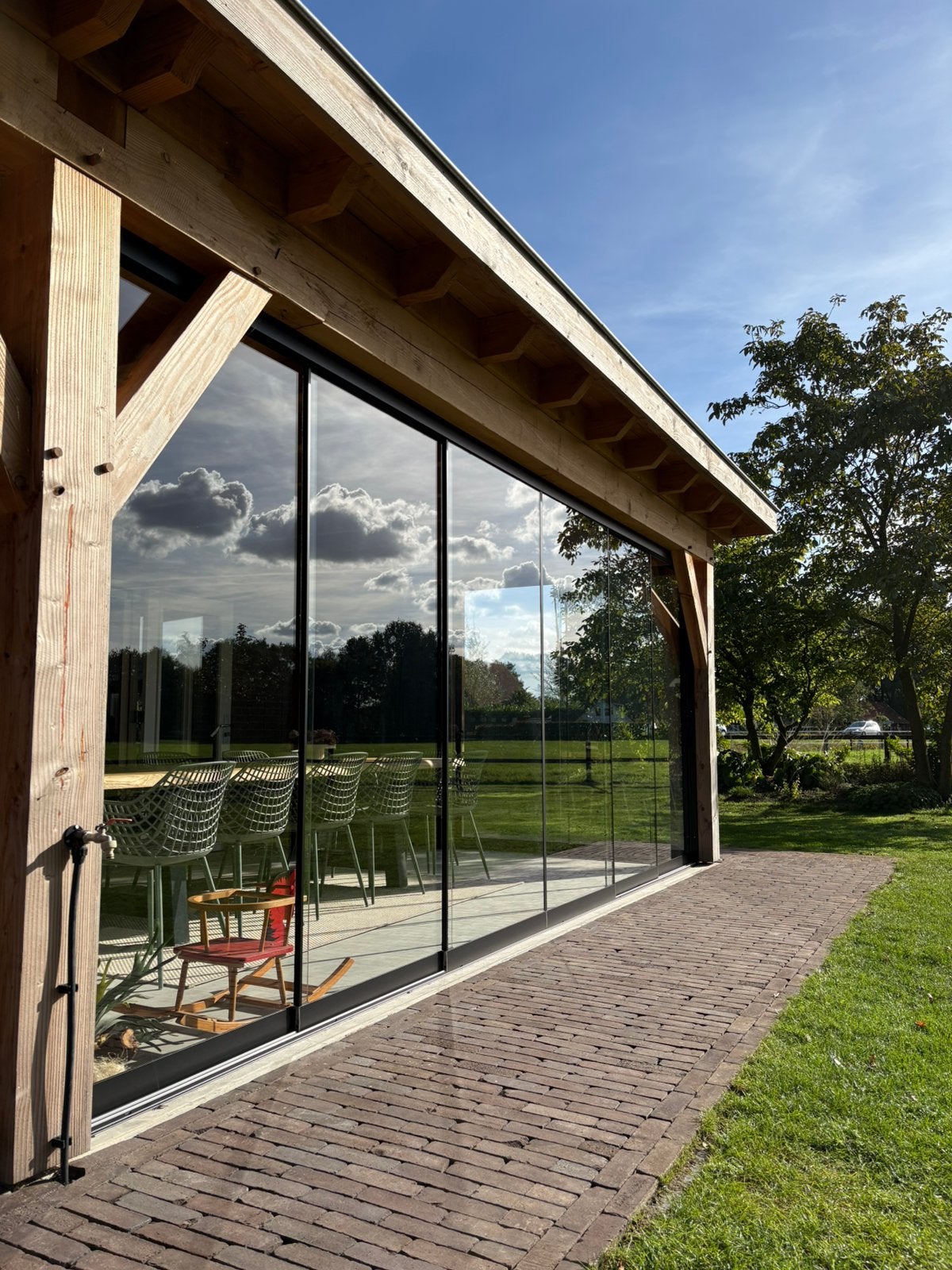 Glazen schuifwanden Veranda Overkapping Serre, Tuin en Terras, Ophalen, Nieuw, Veranda