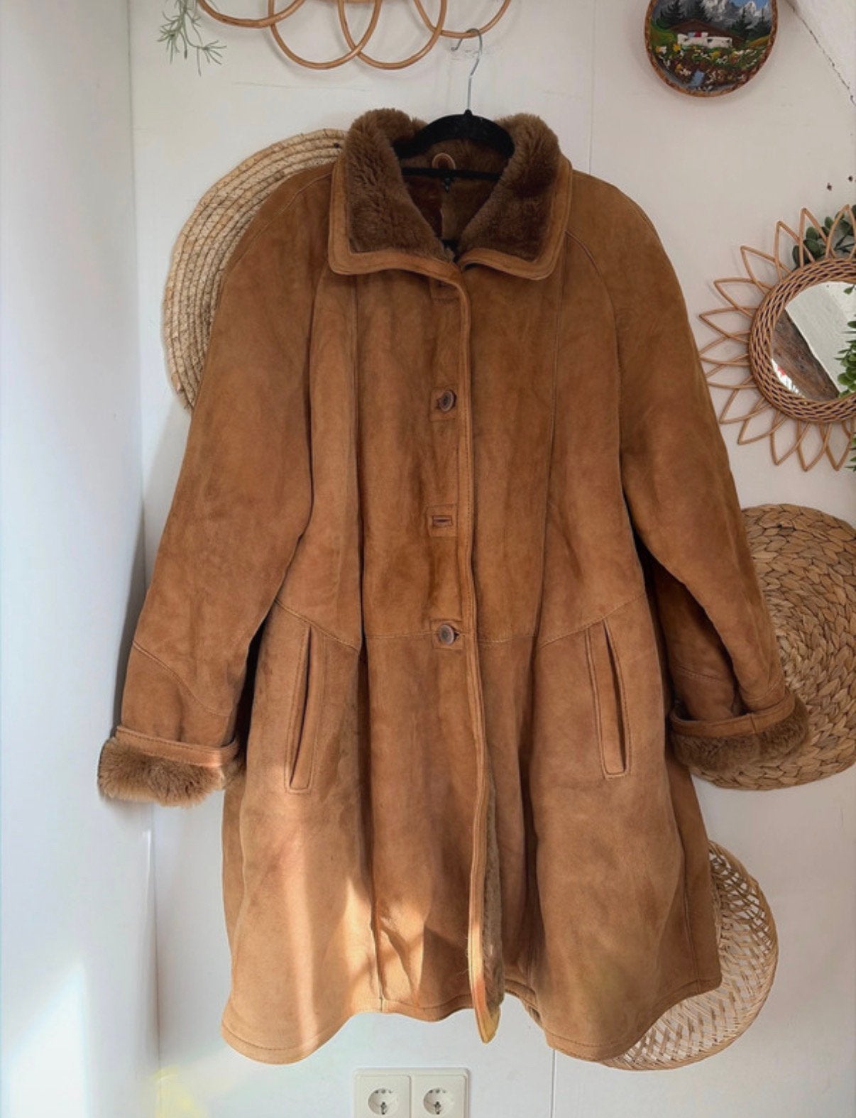 Vintage afghaanse lammy shearling winter jas, Ophalen of Verzenden, Zo goed als nieuw, Maat 46/48 (XL) of groter, Bruin