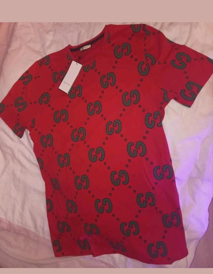 Rode heren t shirt met fully groene logos, Ophalen of Verzenden, Maat 56/58 (XL), Groen
