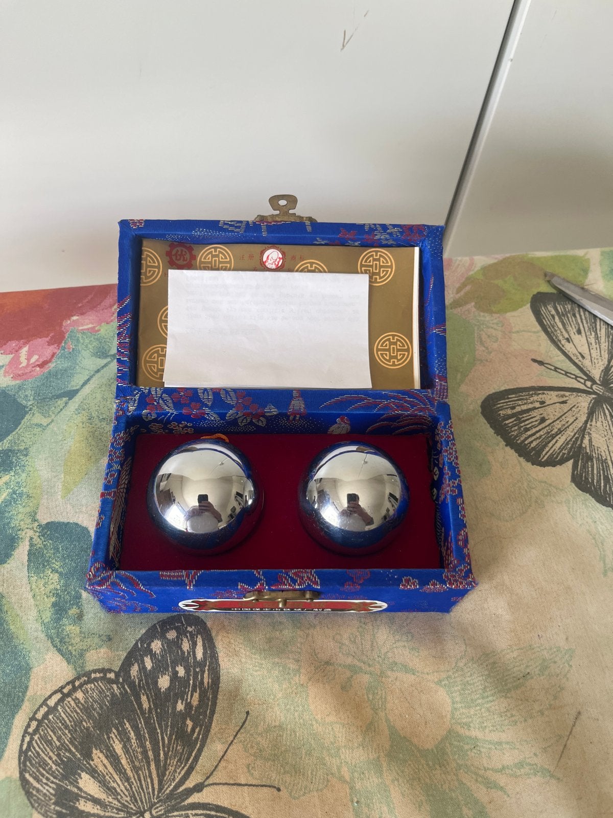 Chinese Baoding ballen in sierlijke doos, Ophalen of Verzenden, Zo goed als nieuw