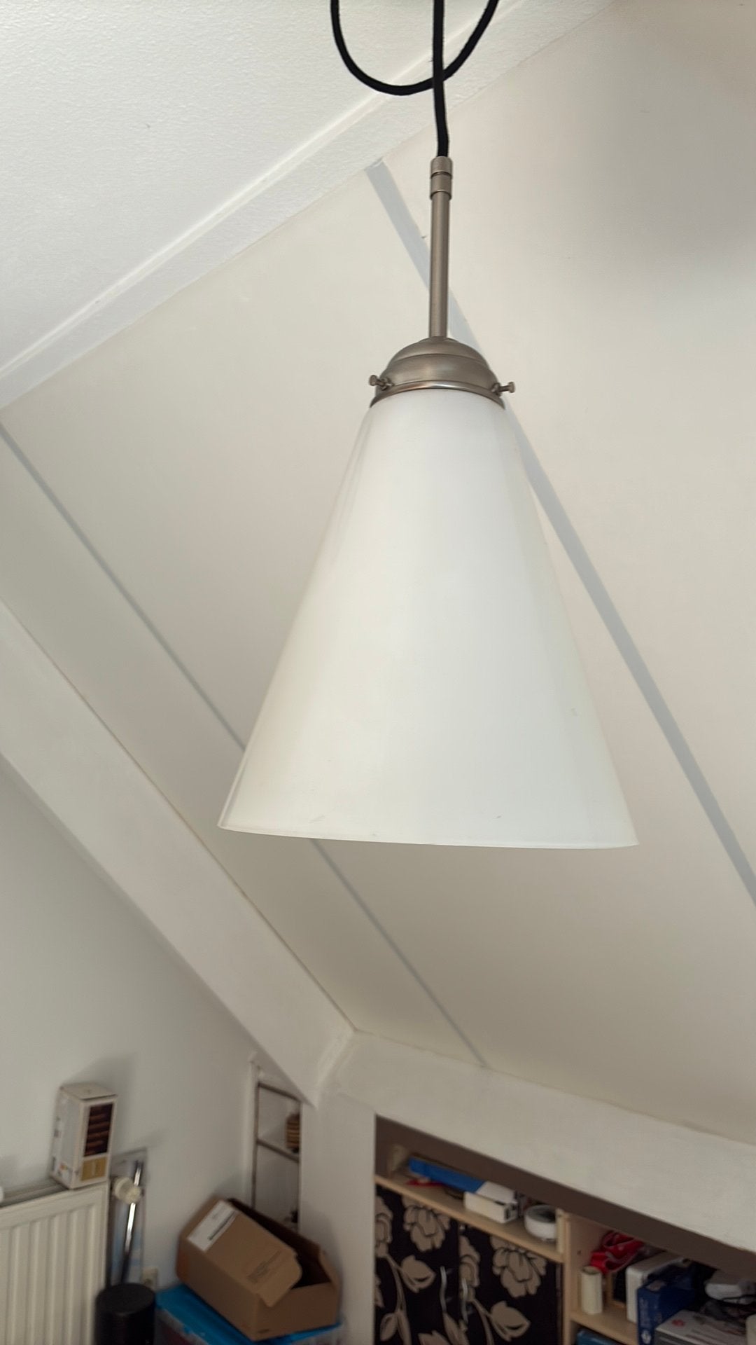 Hanglampen met opaalglas, set van 2, Ophalen of Verzenden, Zo goed als nieuw, Glas