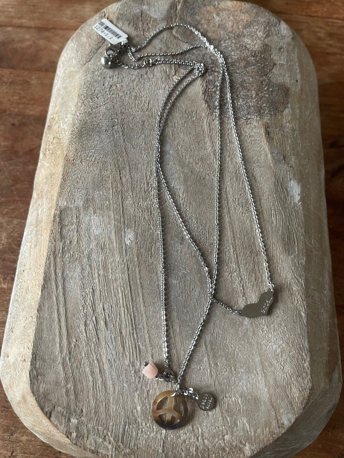 Exoal ketting heart peace flower zilverkleurig. Nieuw!, Sieraden, Tassen en Uiterlijk, Nieuw, Ophalen of Verzenden, Zilver, Overige materialen