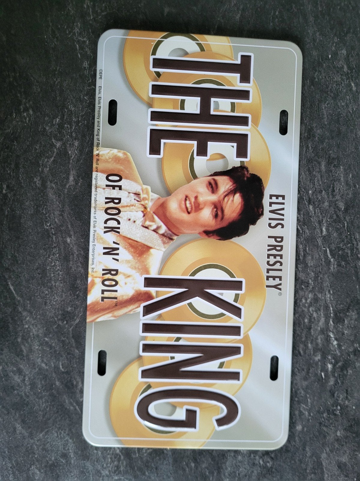 Elvis Presley 'The King' decoratief metalen bord, Ophalen of Verzenden, Zo goed als nieuw, Gebruiksvoorwerp