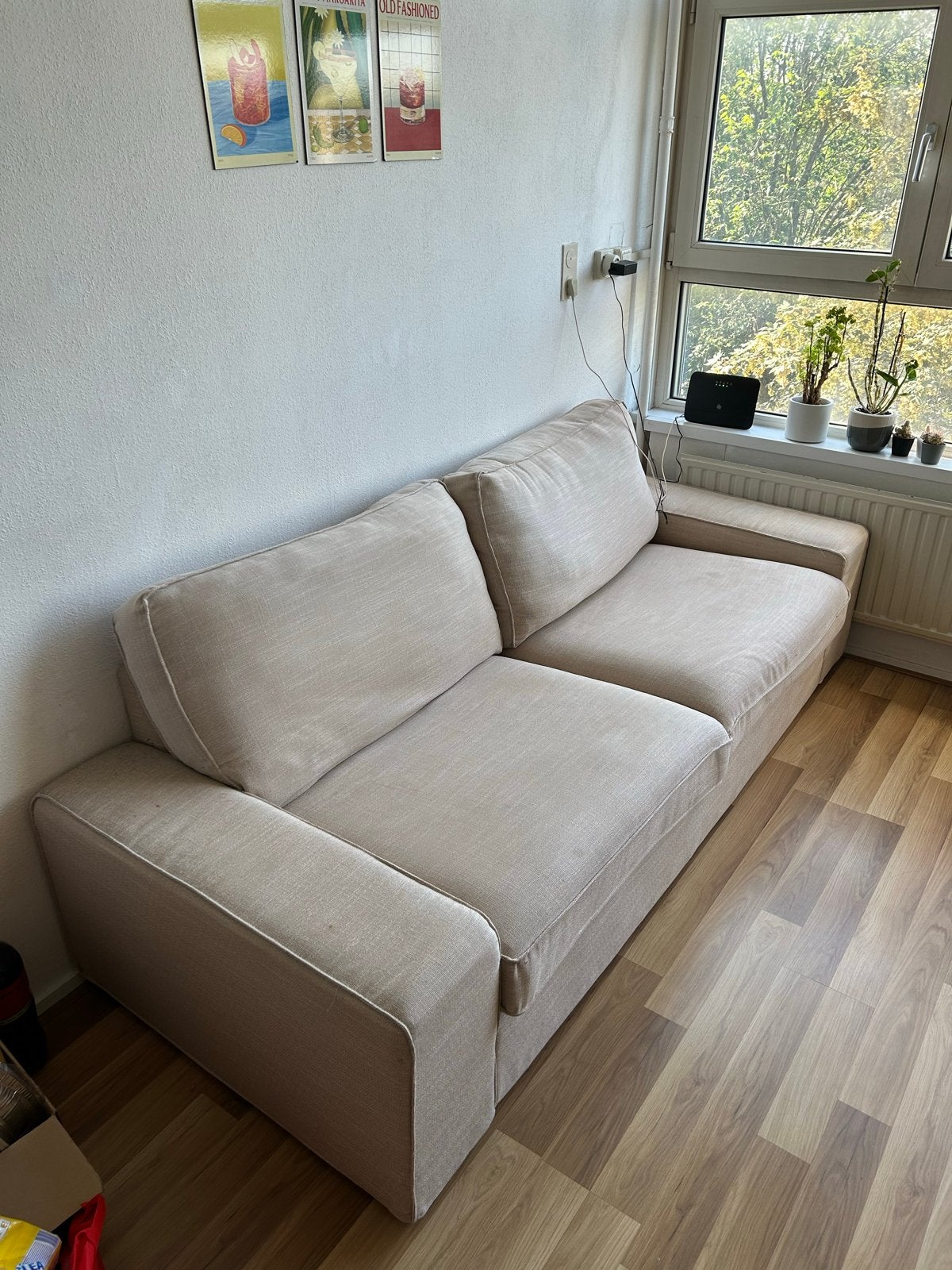 IKEA VIMLE 3-zitsbank beige - Comfortabel en veelzijdig, Ophalen, Gebruikt, Driepersoons, 75 tot 100 cm