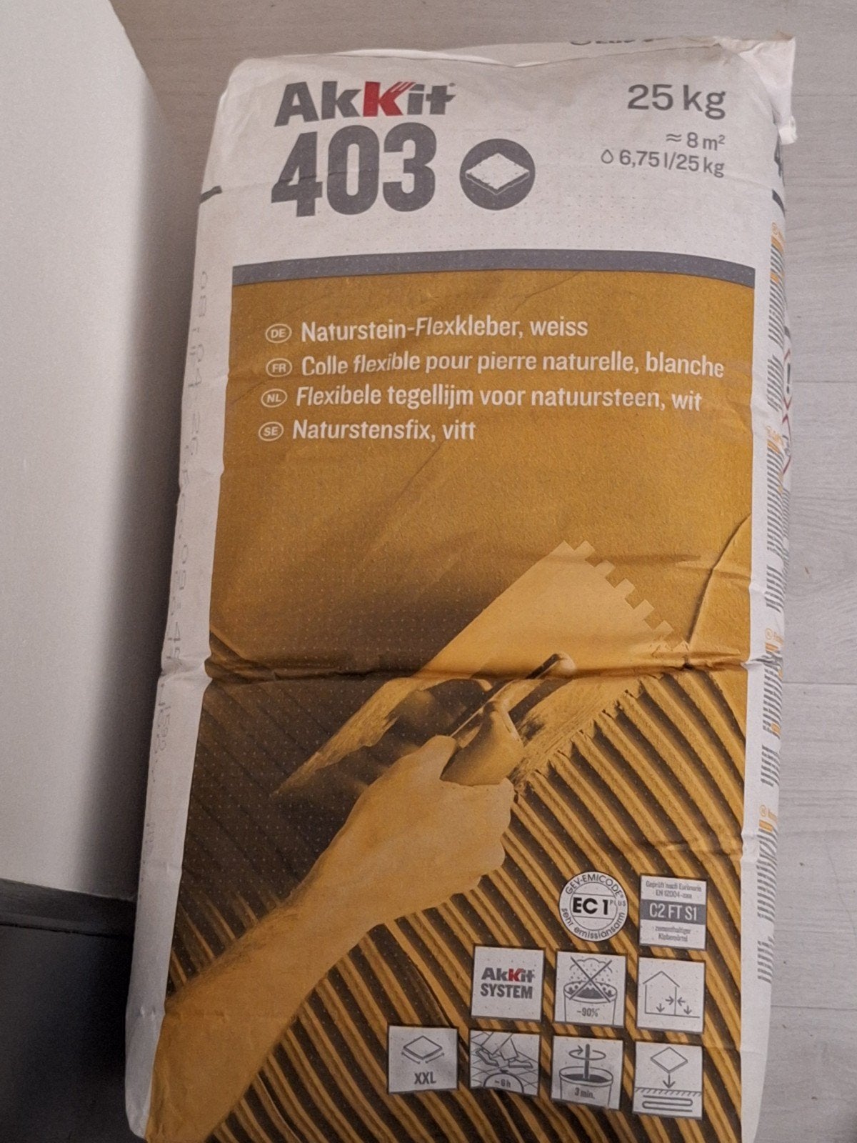 AkKIt 403 Flexibele tegellijm voor natuursteen, wit, Ophalen, Overige materialen, Overige typen, Nieuw