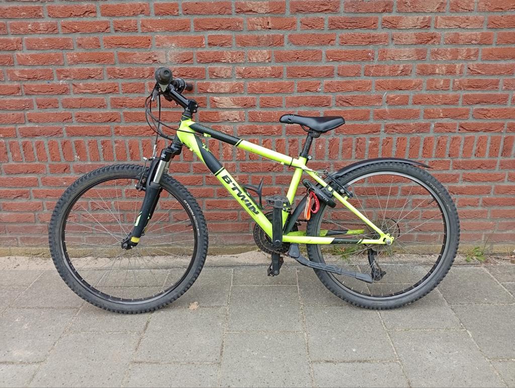 Kinder mountainbike 24 inch BTWIN mtb jongen of meisje, Gebruikt, Hardtail, Velgrem, Ophalen