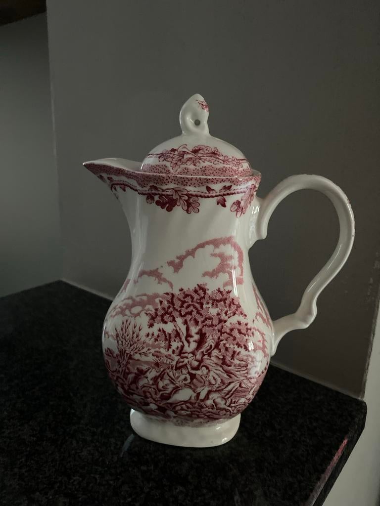 Antieke Myott's Country Life Kan - Rood en Wit, Antiek en Kunst, Ophalen of Verzenden