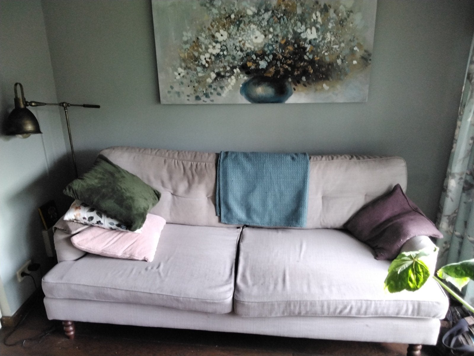gratis af te halen beige drie zits bank 210 cm in Maarheeze, Gebruikt, 150 tot 200 cm, Tweepersoons, 75 tot 100 cm