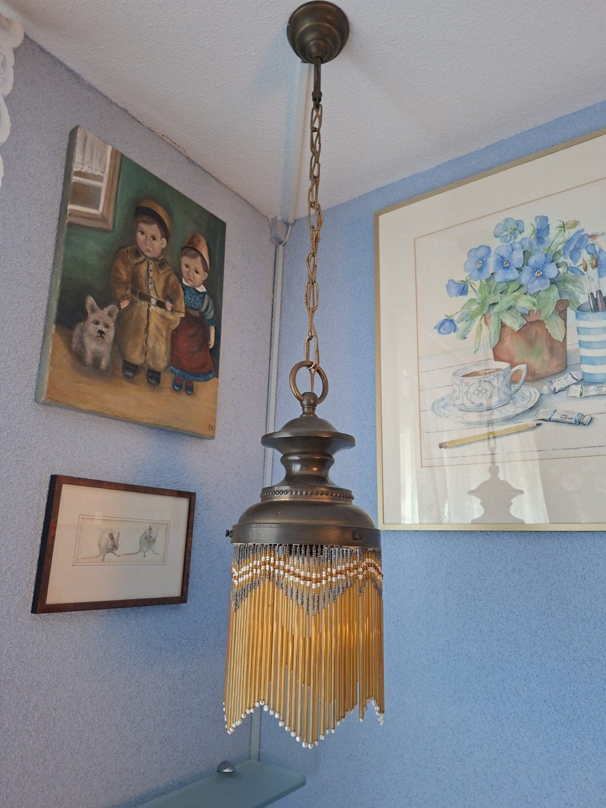 antiek hanglampje met kralen, Antiek en Kunst, Ophalen
