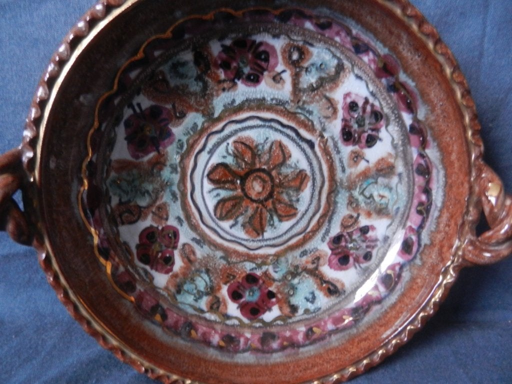 Kleurige kom m 2 oren jaren 70 D.0.K. DOK De Oude Kruik b 17, Ophalen of Verzenden