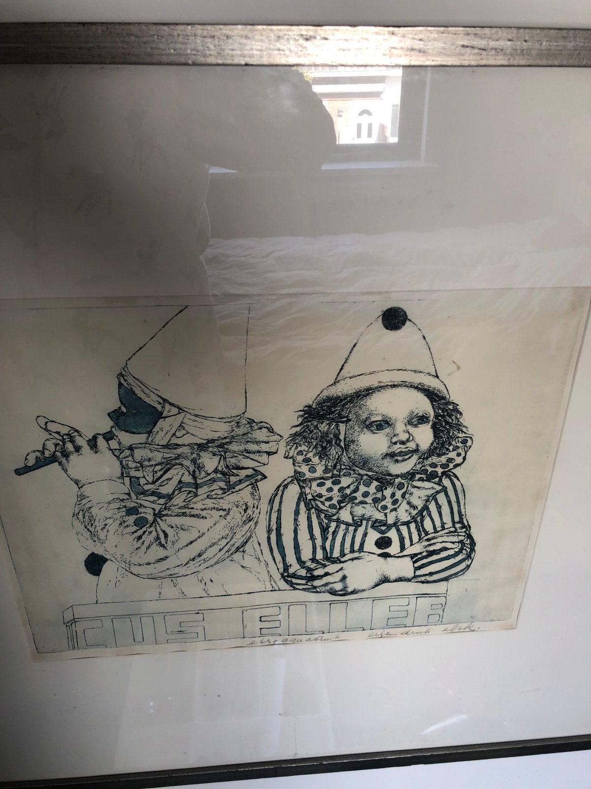 Prachtig getekende gedrukte ets: "CUS ELLER", Dagelijks leven, Ophalen of Verzenden, Gesigneerd, 1950 - 1999