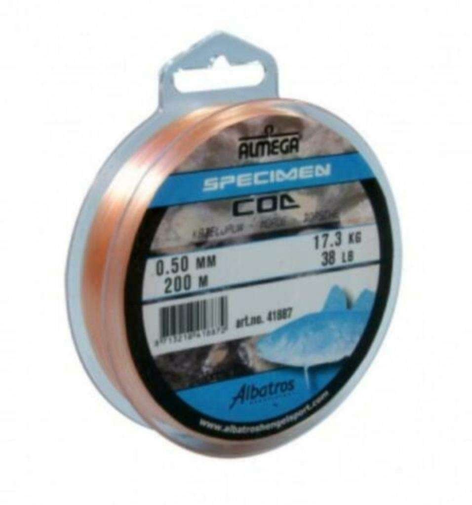 7 stuks Albatros Almega specimen kabeljauw nylon 0,40mm, Watersport en Boten, Ophalen of Verzenden, Nieuw, Vislijn