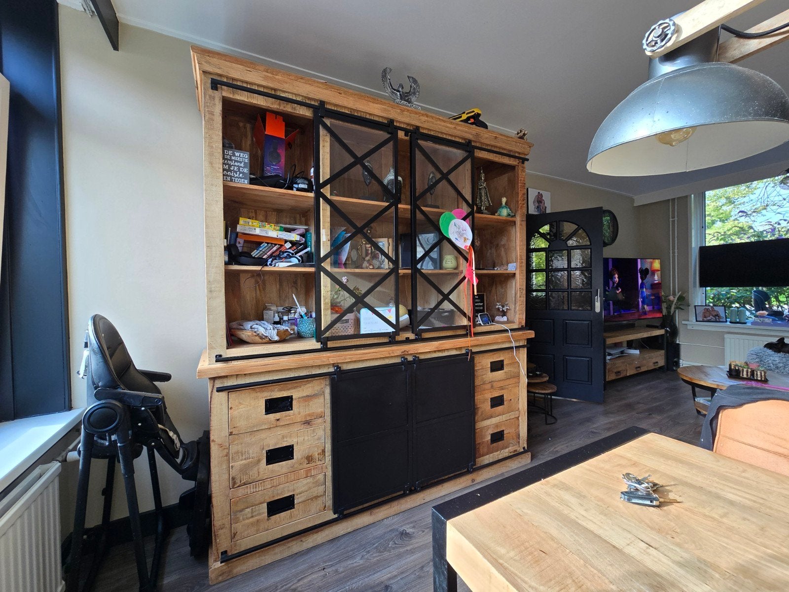 mangohouten buffetkast, Overige houtsoorten, Met deur(en), 200 cm of meer, Ophalen of Verzenden