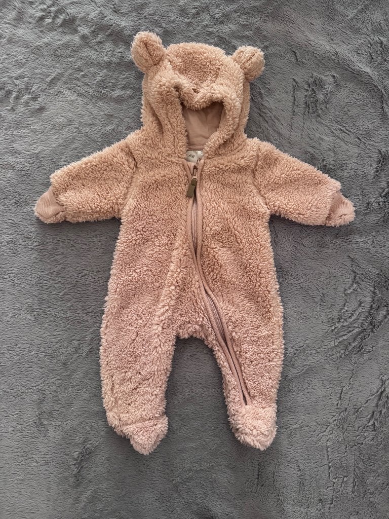 H&M Teddy overall met oortjes – Oudroze - Maat 50, Kinderen en Baby's, Meisje, H&M, Ophalen of Verzenden, Zo goed als nieuw