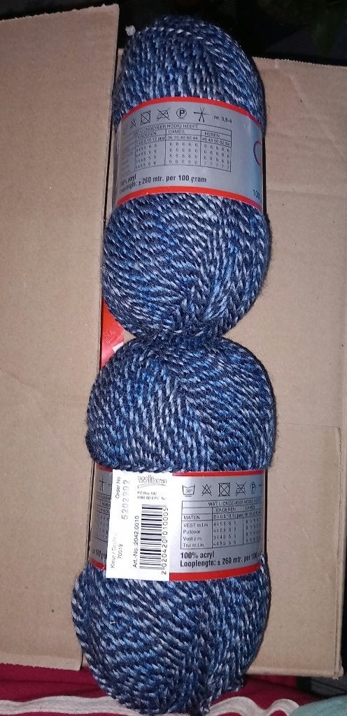 3 bollen Bianca wol gemêleerd blauw-wit 100 gram, Ophalen of Verzenden, Nieuw, Breien of Haken, Wol of Garen
